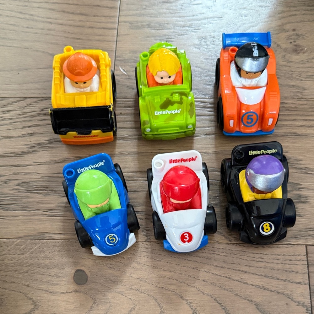 Fisher-Price Little People Colorful Toy Race Cars - Set of 6